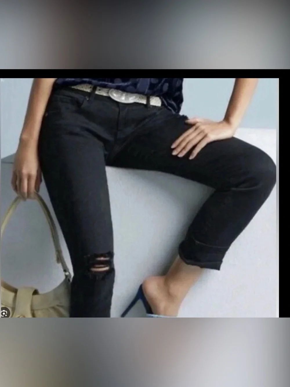 CAbi Jeans Distressed Black #3387 Slim Boyfriend Stretch Pants Women’s Size 2